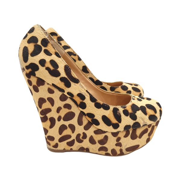 Steve Madden Shoes - Steve Madden Wedge Heels Womens 7 M Leopard Print Leather Pony Hair
